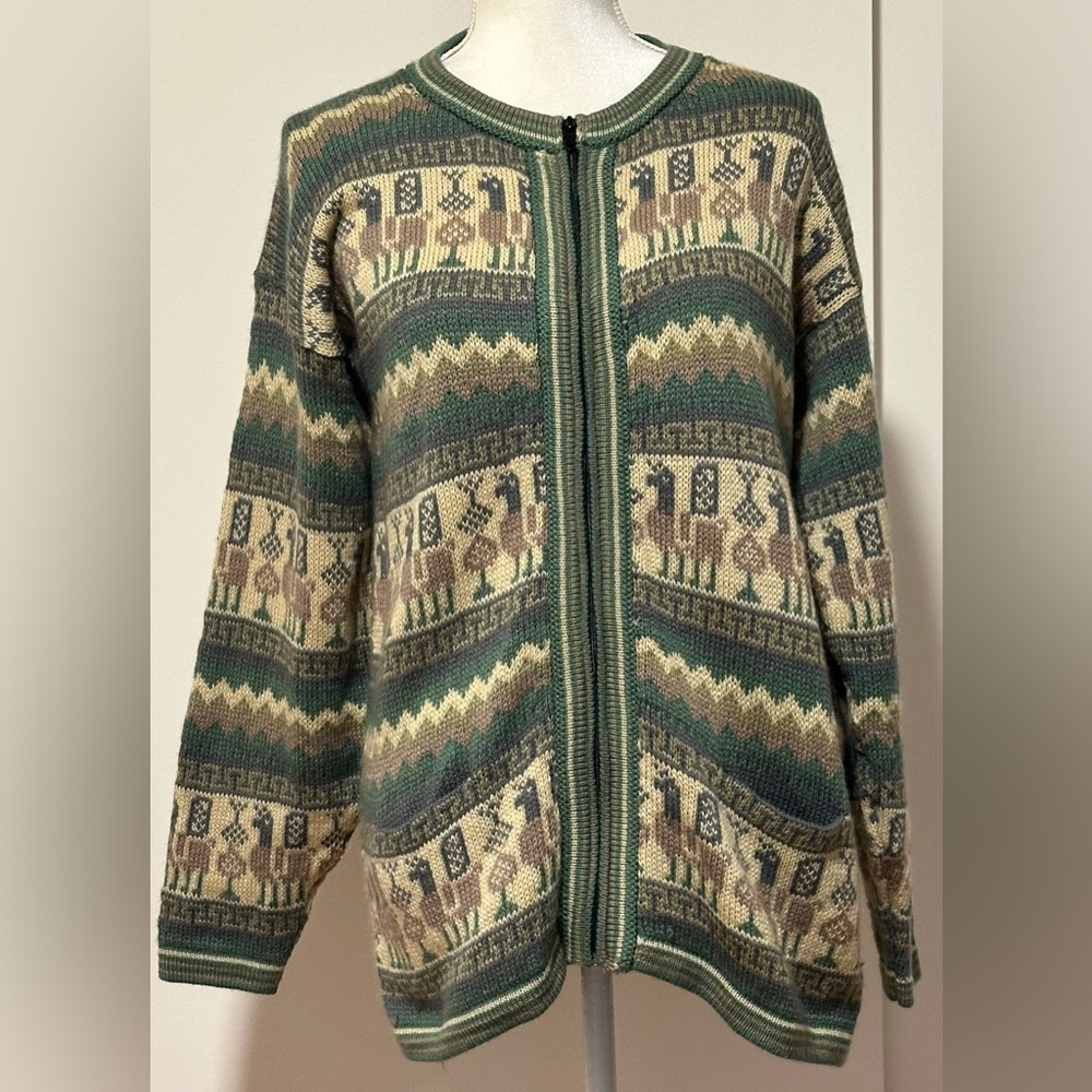 Artesanias INCA Peruvian Baby Alpaca embroidered knit cardigan
